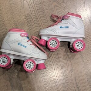 Chicago Skates Vintage 80s Kids Quad Roller‎ Skates White Pink 8618J Size 3 US